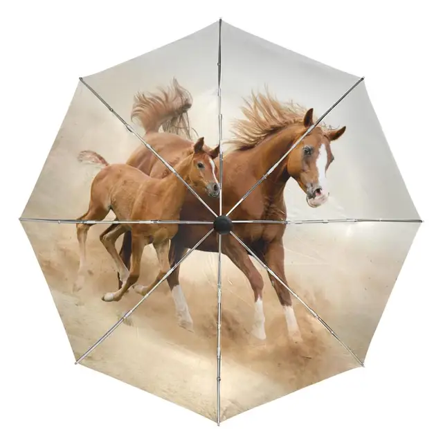 White Horse Running Portable Folding Rain and Sun Beach Umbrellas Hat