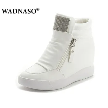 

WADNASO Ladies Autumn winter platform wedge heel boots Women Shoes with increased platform sole female fashion casual zip botas