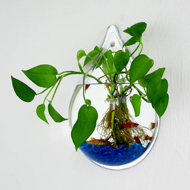 Aquarium Fish tank Wall-Mounted Mirror Fish tanks Small-scale Wall Hanging Vase Plant Fish Aquariums Diameter 22cm 24cm Wall decor (3)