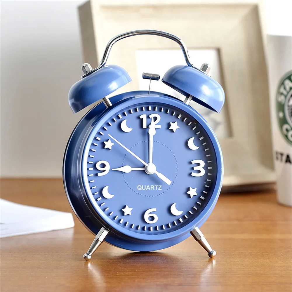 

Vogue Metal Alarm Clock Student Night Light Function Table Clock Student Bedside Mute Movement Needle Clocks Bedroom Decoration