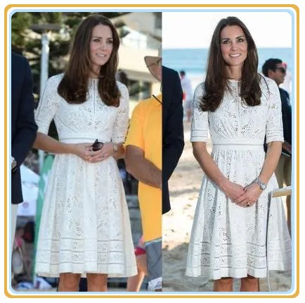 Princess Kate Middleton Dress Summer 2015 Women Newest Fashion Design Burn Flower Hollow out O