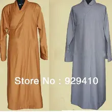 Унисекс толстый хлопок дзен шаолин буддийский монашеский халат униформы костюмы халат аббата одежда для медитации серый желтый 2 цвета