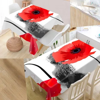 

Custom Poppies Table Cloth Oxford Rectangular Waterproof Oilproof Table Cover Wedding Tablecloth &L035SJ