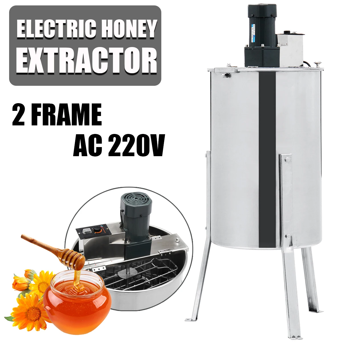 

2 Frame Bee Manual Honey Extractor Beekeeping Tool Box Electric Stainless Steel Beekeeping Equipment Honey Extractor Supplies