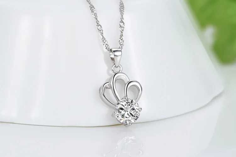 

CHP42 Women fine jewelry,lovely crown pendant is fashion lady favorial,all-match 925 silver chain neckalce