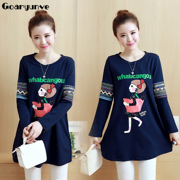 

Spring Pregnant T-shirts Girl Print Funny Maternity Tops Long Sleeve Tees Cotton Women's T Shirts Pregnancy Clothes Casual C396