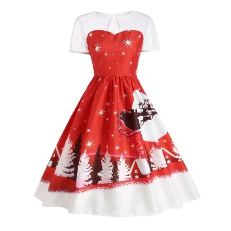 2017 New Christmas Dresses Femme Vestito High Waist Patchwork A line Ladies Women's Winter Tunic Robe Clothing WS4732Y 2017 New Christmas Dresses Femme Vestito High Waist Patchwork A line Ladies Women's Winter Tunic Robe Clothing WS4732Y