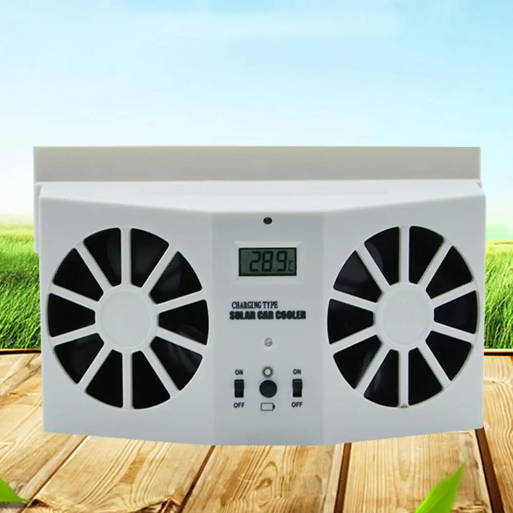 

Hot sale Solar Ventilator Fan Summer Powered Vehicle Car Window Auto Air Vent Cooler Cooling Dual Fans