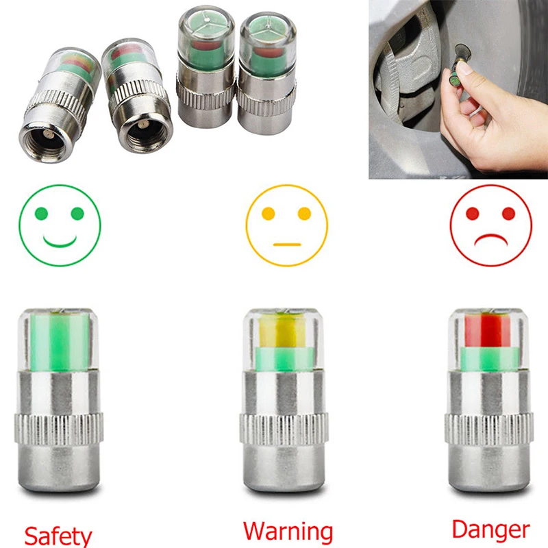 

4pcs Tire Pressure Indicator Tire Pressure Detecting Cap Visible Car Accessories Monitor Indicator