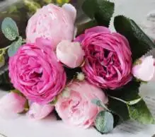 Белый Розовый Голубой Искусственный Пион из шелка Букет цветов с большой головой и бутонами поддельные цветы для домашнего свадебного украшения в помещении - Цвет: Прозрачный