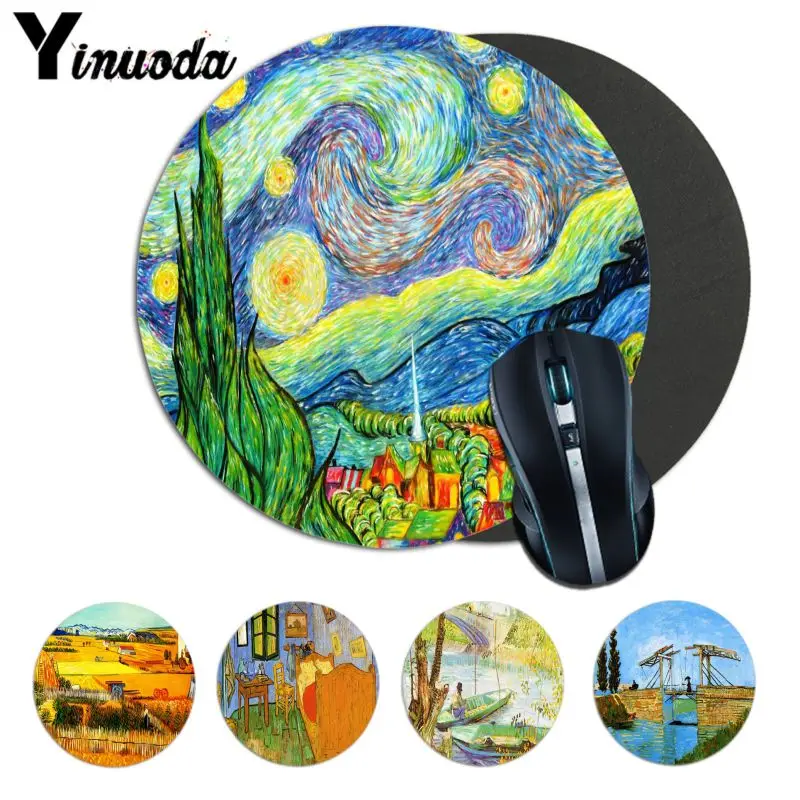 

Yinuoda Van Gogh painting Soft Rubber Professional Gaming Mouse Pad Computer Rubber PC Computer Gamer mousepad anime