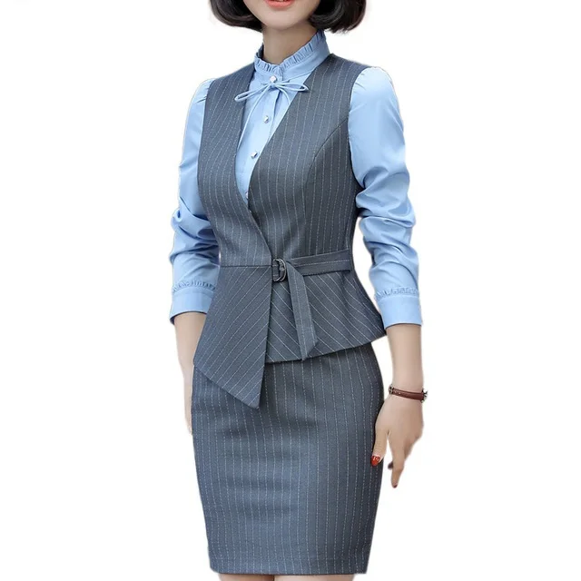 Pour Skirt Élégant grey Formelle Femmes blackvest Vêtements Costumes Vest vest Jupe Blue Et Nouvelle blue Andpant Bureau 2018 Gilet Costume Bande Suit Mode Suit black Courtes Suit Dames Work Wear L'été Hw4t8xnnq