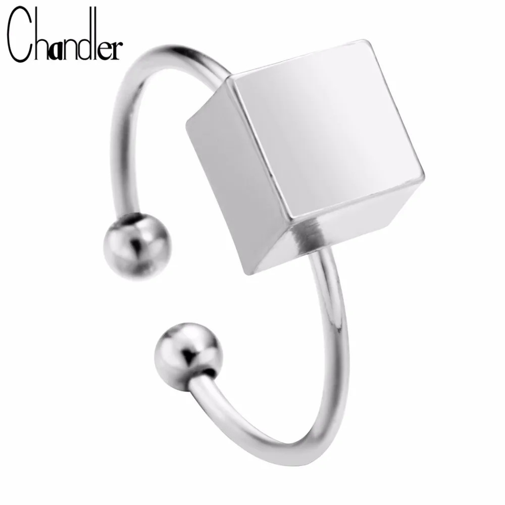 Big Promotion Silver Gold Plateing Square Cube Charm Rings Geometrical Design For Women Open Infinity Fashion Original Jewelry