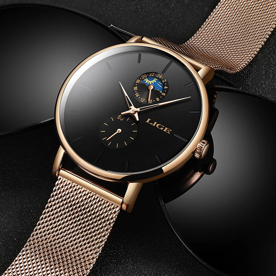 LIGE Мужские часы от ведущего бренда, роскошные кварцевые мужские часы с сетчатым ремешком, Роскошные водонепроницаемые спортивные часы для мужчин, мужские часы, мужские наручные часы