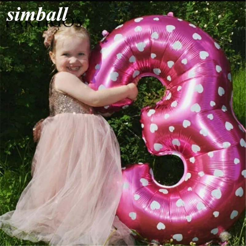 

40inch Pink Number Foil Balloon Large Digit Helium Balloons wedding ballon lettre decoration Birthday Party Supplies Baby Shower