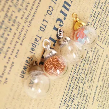 

50pcs 6x25mm round clear glass globe wishing bottle & end top connector for jewelry materials--you can choose style