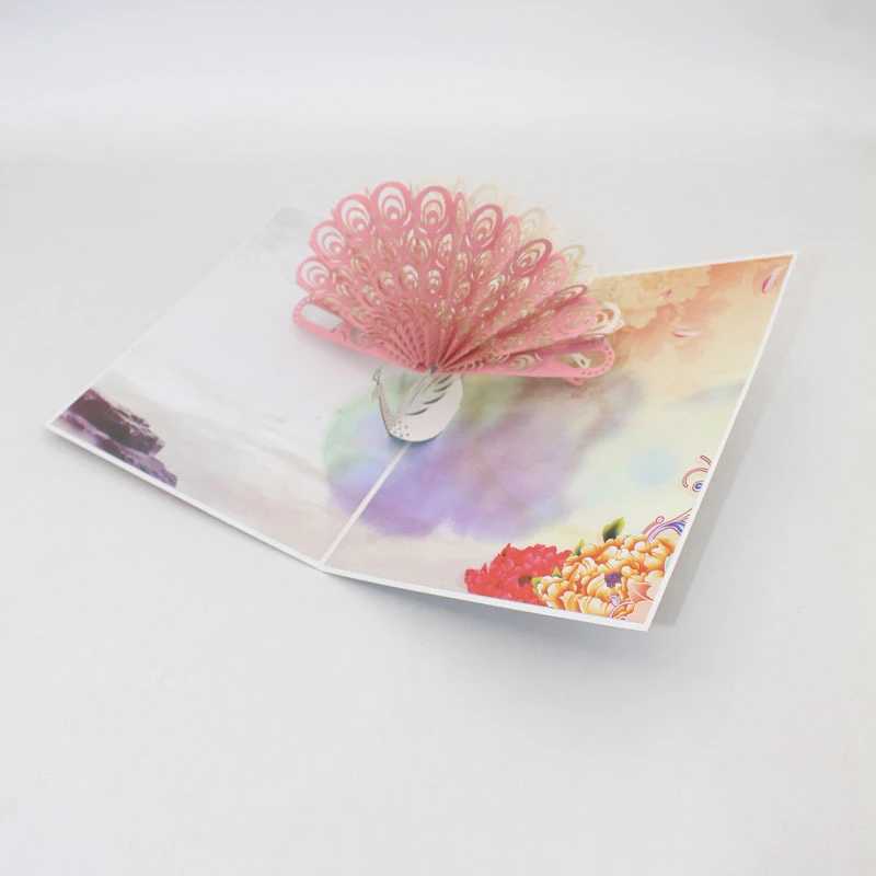  2 Kinds Color Print 3D Laser Cut Handmade Colorful Peacock Paper Invitation Greeting Cards PostCard - 33015643779