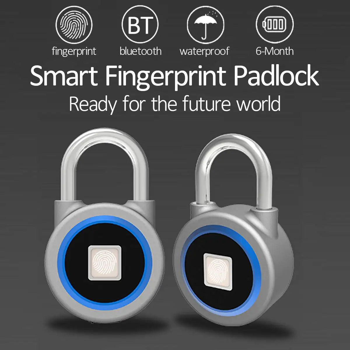 

Waterproof Keyless portable Bluetooth smart Fingerprint Lock padlock Anti-Theft iOS Android APP control door cabinet padlock