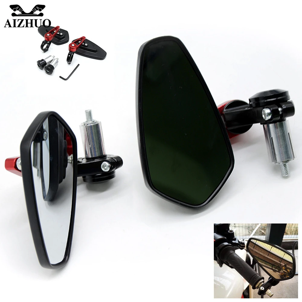Universal 7/8" Handle Bar End Rearview Side Mirrors for Motorcycle Honda Yamaha