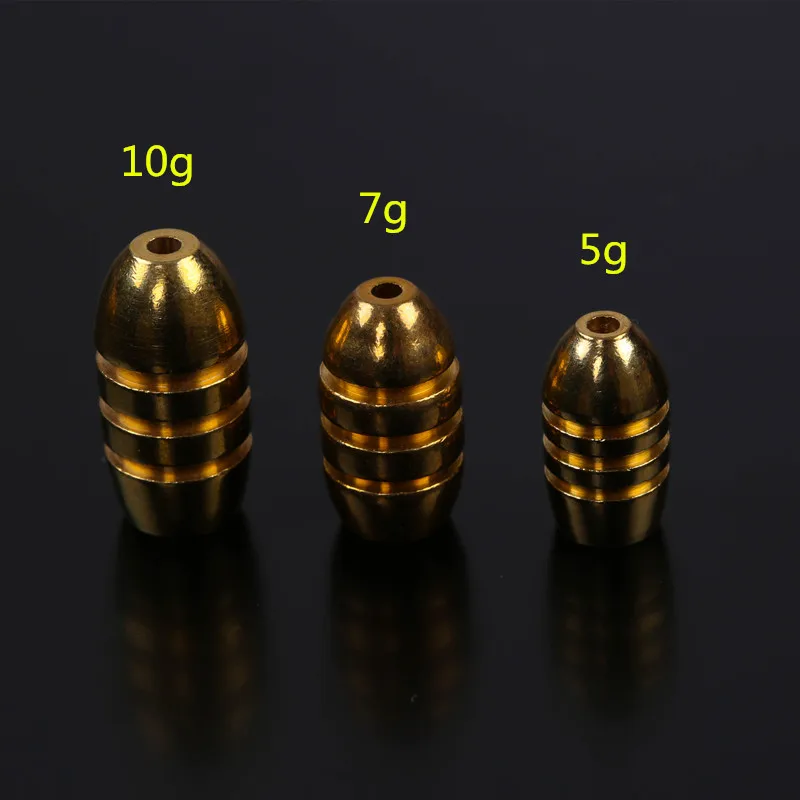 9pcs/lot Bullet copper weights texas rig free shipping for Soft Lure