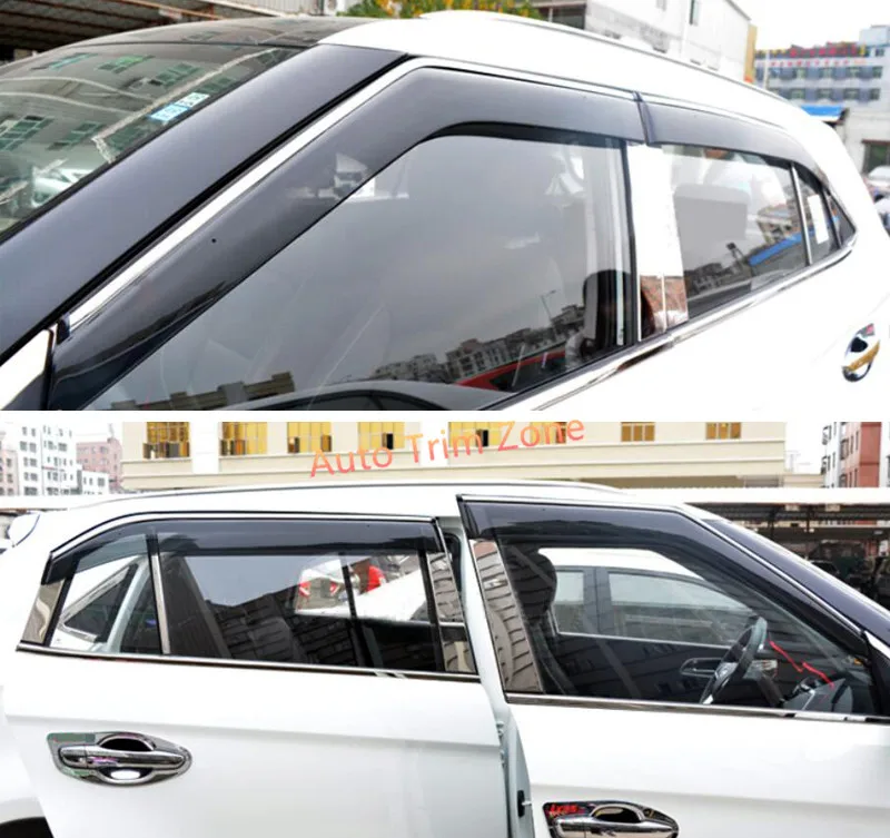 4PCS Plastic Exterior Side Door Window Chromed Mouldings Deflector For Hyundai Creta / ix25 2014-2017 4pcs plastic exterior side window deflector trim for toyota land cruiser prado j150 2010 2018