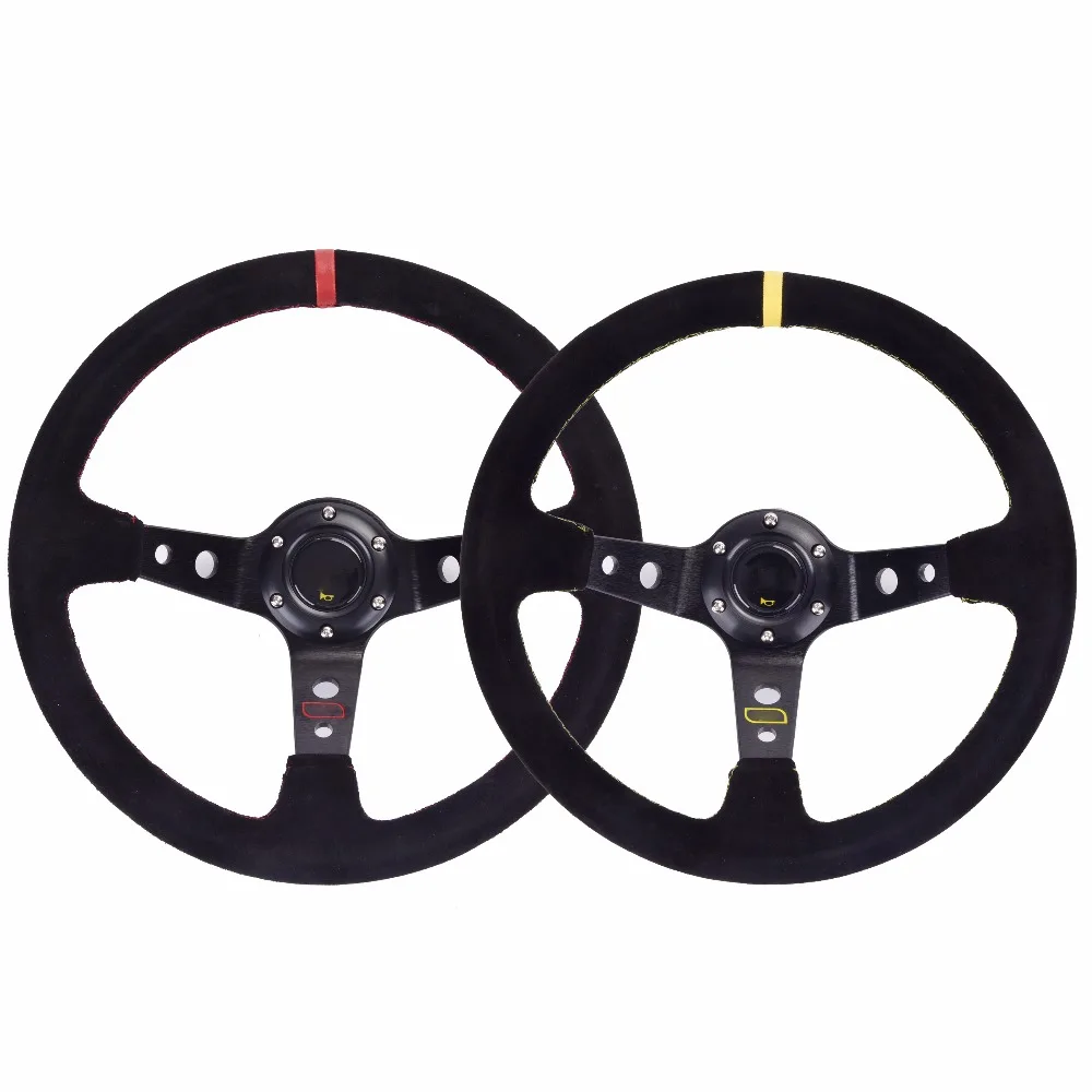 

Universal 350MM Suede Leather OMP Steering Wheel Rally Sport Aluminum Frame Racing Steering Wheel Deep Corn Drifting