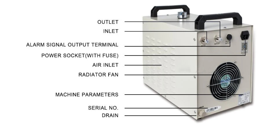 S & CW3000 промышленный водяной охладитель для CO2 лазерной гравировки, резки охлаждения 60 W 80 W лазерной трубки DG110V AG220V
