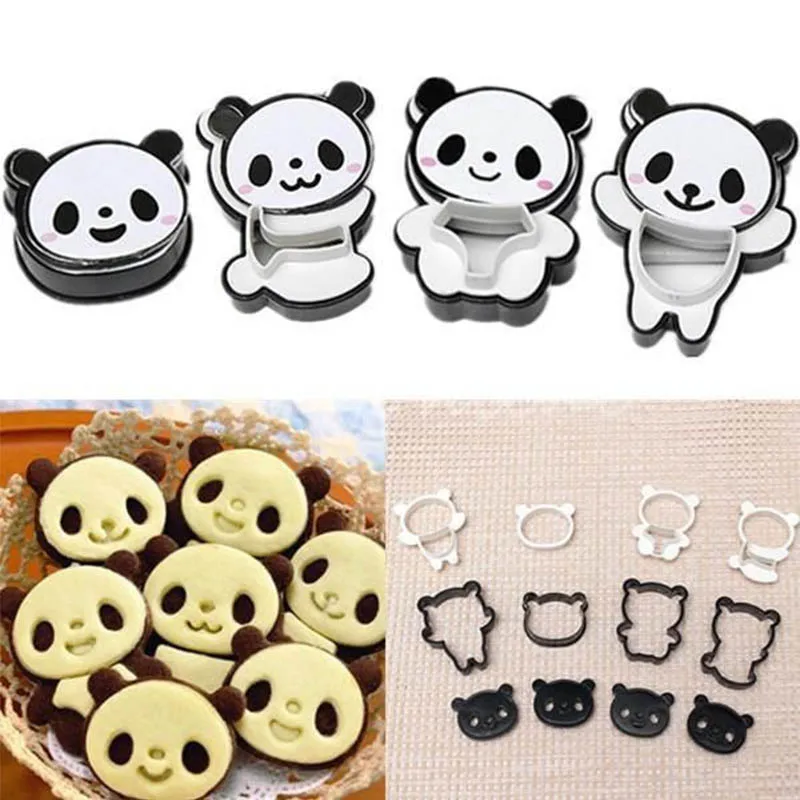 

Baking Accessories 4 Pcs Kitchen Gadgets Cake Decoration Tools Cookies Cutter Panda Shape Biscuit Mould Set Bakeware Mold