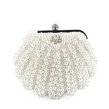 

New large Fashion Shell Pearl Day Clutch Bag Evening Bags Ladies Hand-Wrap Party Banquet Pochette Women Mujer