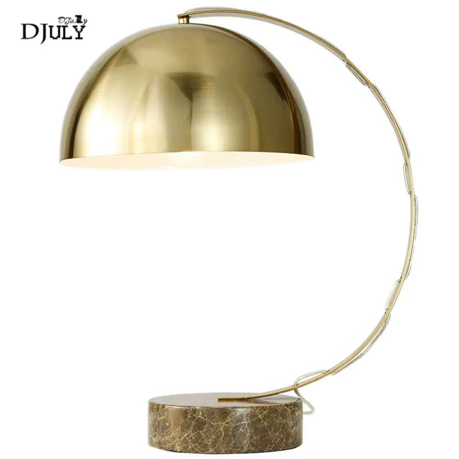 

American metal shade Marble base gold table lamp for bedroom study studio industrial loft decor desk lamp designer led luminaire