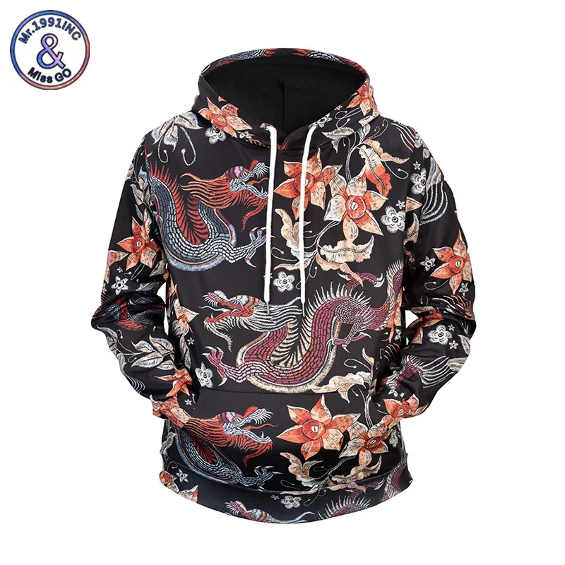 

Mr.1991INC 3D Sweatshirts Men/Women Hoodies With Hat Print Chinese Dragon Loose Hoody Hooded Tops Outwear EU Size M-XXXL
