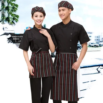

(10 sets-Hat&Shirt&Apron) design restaurant hats and aprons baker uniforms Cook suit short-sleeve cook clothes male