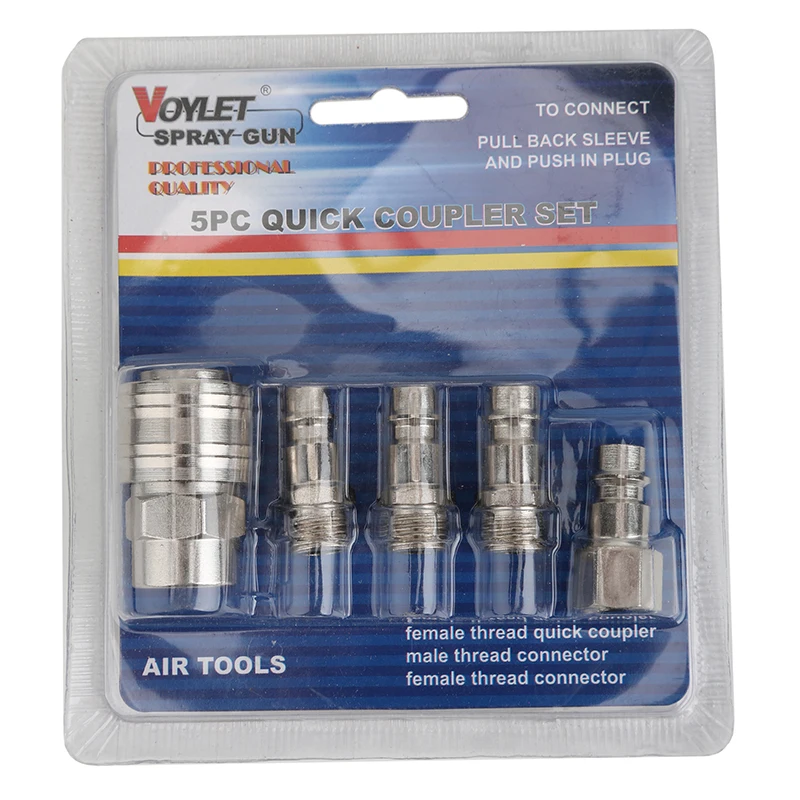 5Pcs Air Quick Connector Euro Pneumatic Fitting 1/4 Air Connector Air