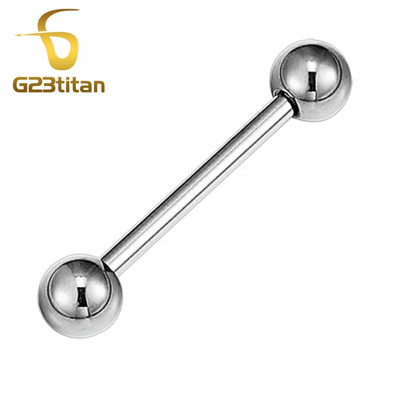 G23 титана основные общие кольца для пирсинга тела Ушные Шпильки для бровей ниппель нос Лабрет перегородка губы сегмент кольца Промышленные Штанги - Окраска металла: Straight Barbell
