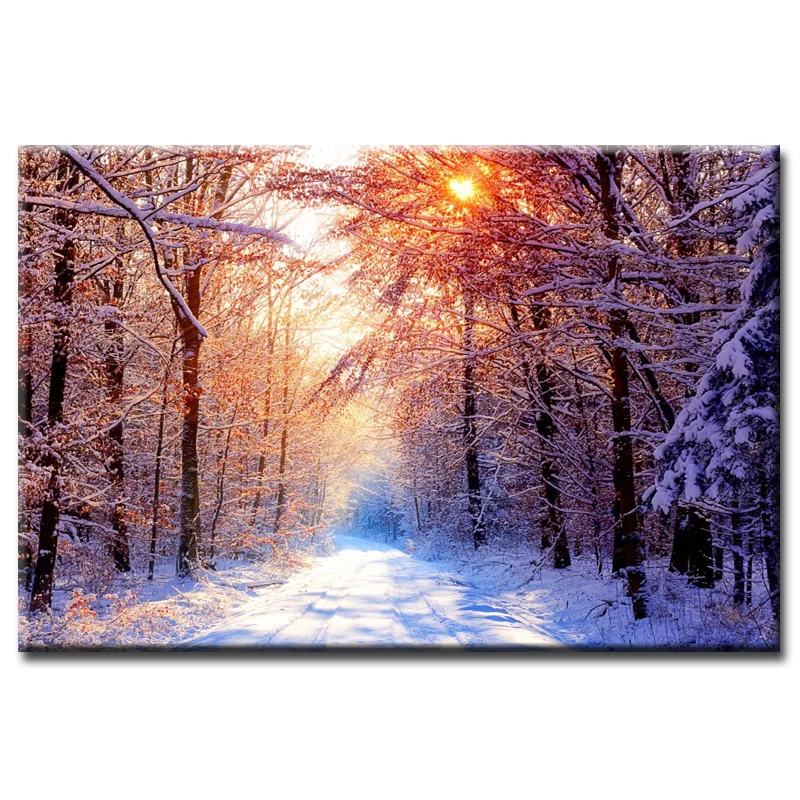 Canvas Printings Winter snow scene 1Piece Modern Style Cheap Pictures