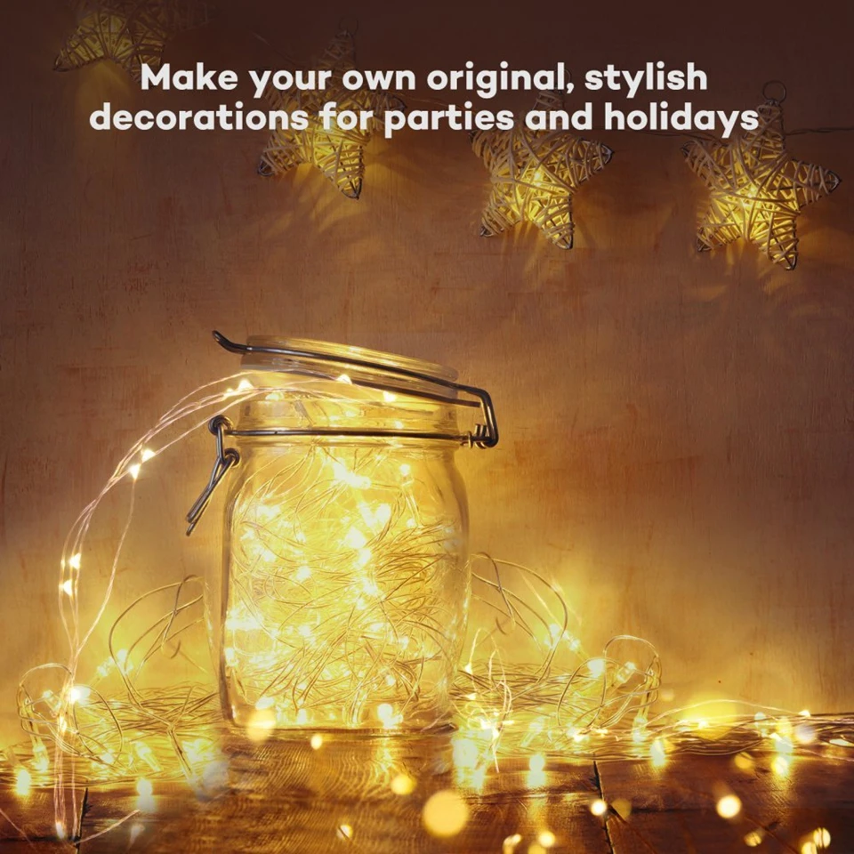 Светодиодный фонарь 3* AA на батарейках, декоративная серебряная гирлянда, Рождественские огни, 2 м/5 м/10, теплый белый, белый, для Рождества, свадьбы
