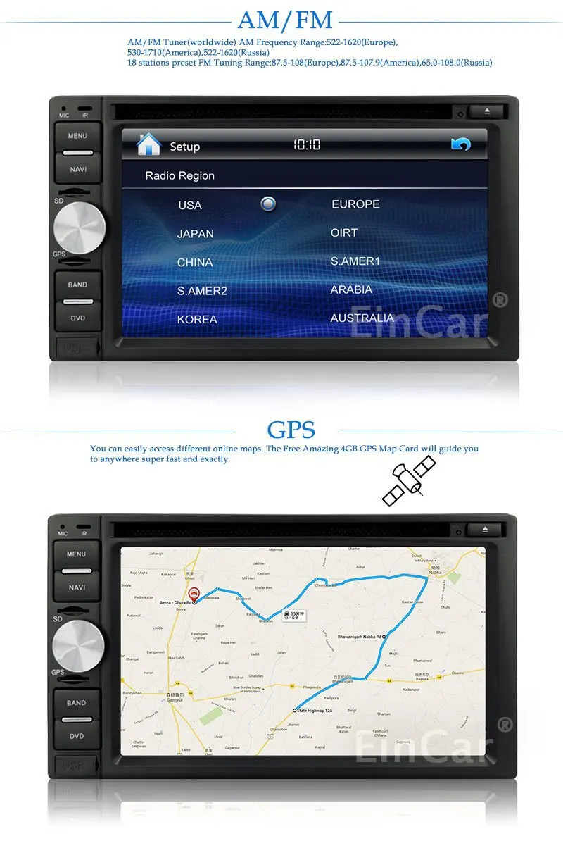 Discount 6.2" Touch Screen Car DVD CD Player Stereo Video Audio Headunit with GPS Navigation and Bluetooth Support MP3,AVI,JPG+Camera 3