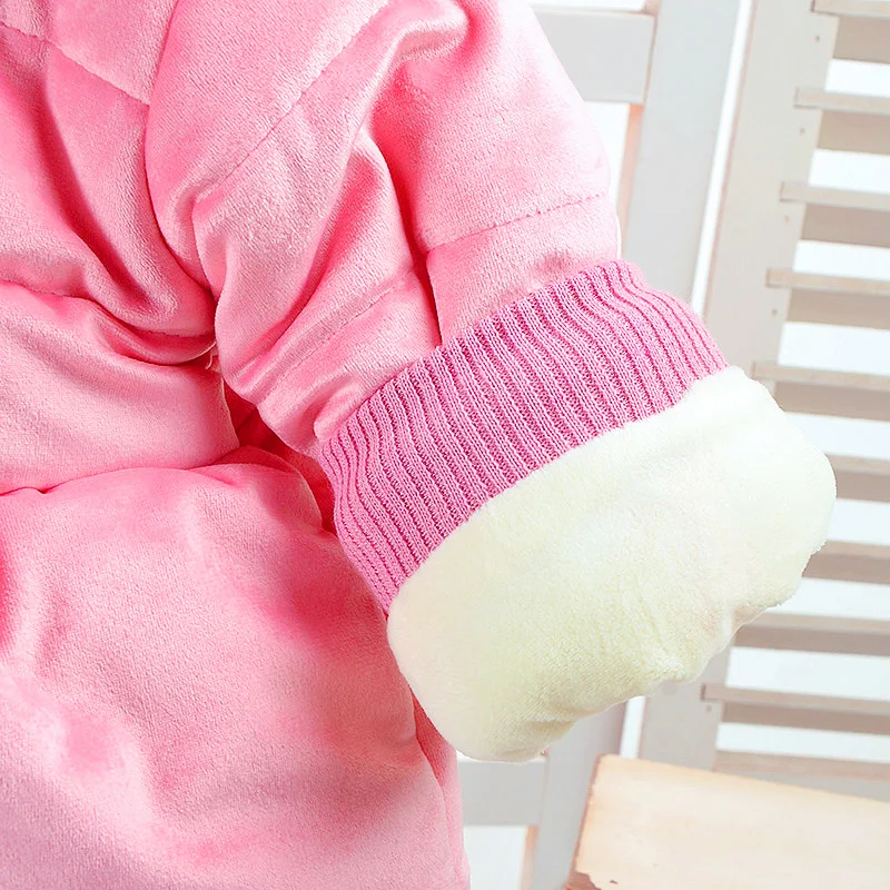Зимнее детское 2 шт./компл. для девочек одежда с цветочным принтом для новорожденных, 3-6-12Months детская дополнительная, на хлопковой подкладке, теплые, Длинный рукав+ штаны, Одежда для младенцев