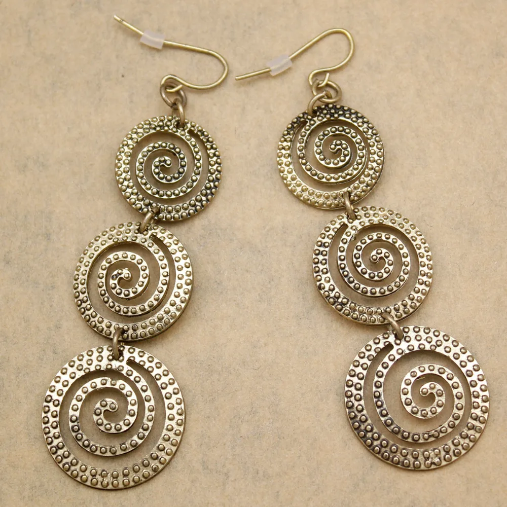 

Ethnic Viking Vintage Gold Indian Round Dot Swirl Spiral Hoop Long Drop Dangle Ethno Earrings For Women Brincos Bohemian Jewelry