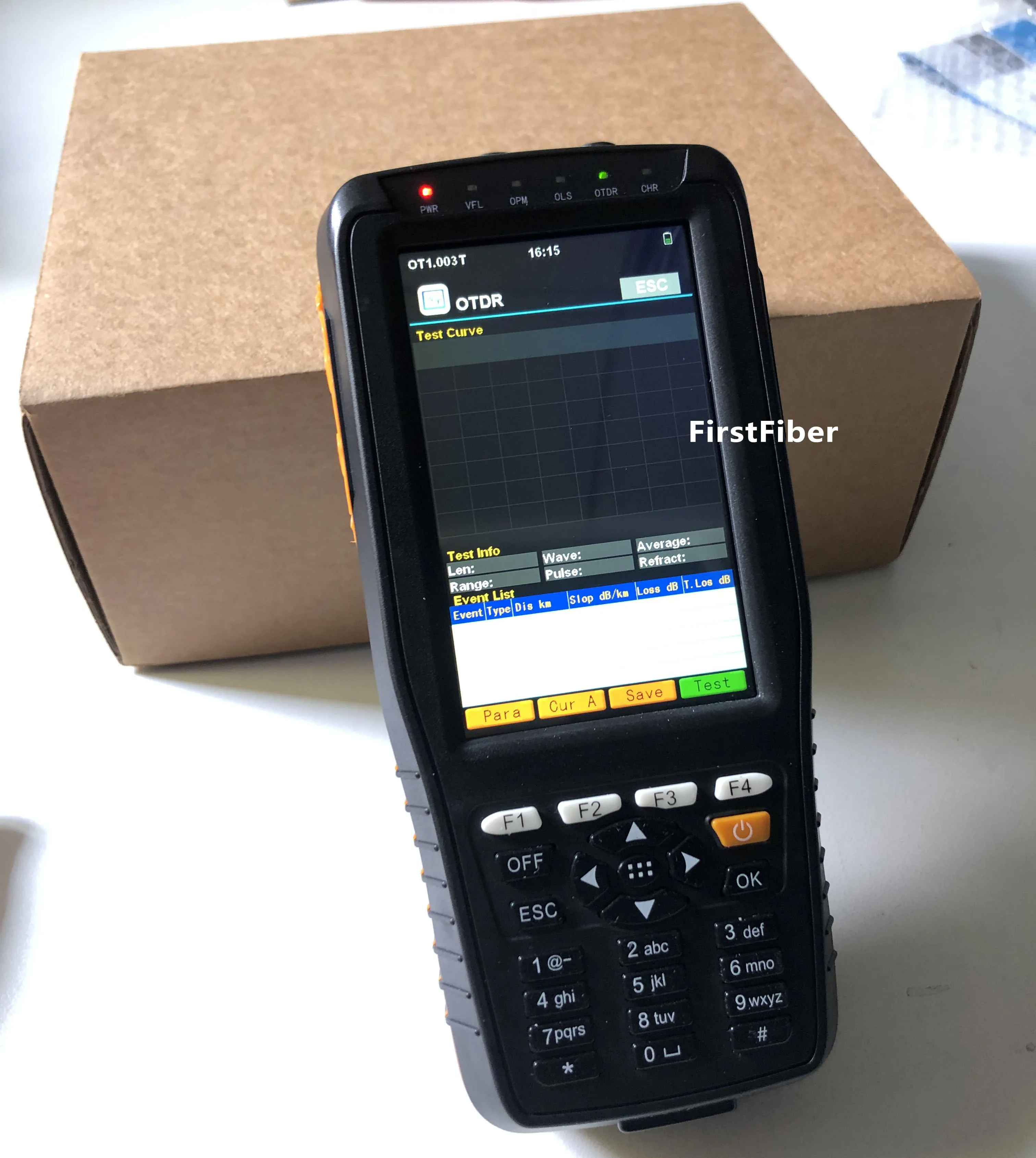 Pаспродажа 4 дюйма Экран OTDR Оптический измеритель коэффициента отражения методом временных интервалов 1310 и 1550nm встроенный VFL OPM операции красный свети...