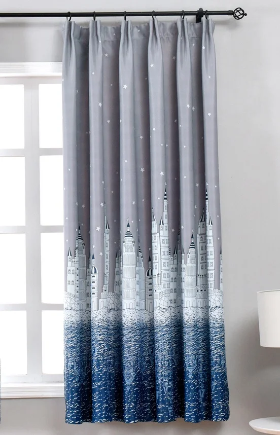 Modern Printed Castle Coffee Color Blackout Curtain For Kids Boys Bedroom Navy Blue Short Curtain Kitchen Window Drapes PC009D3 - Цвет: Color 03