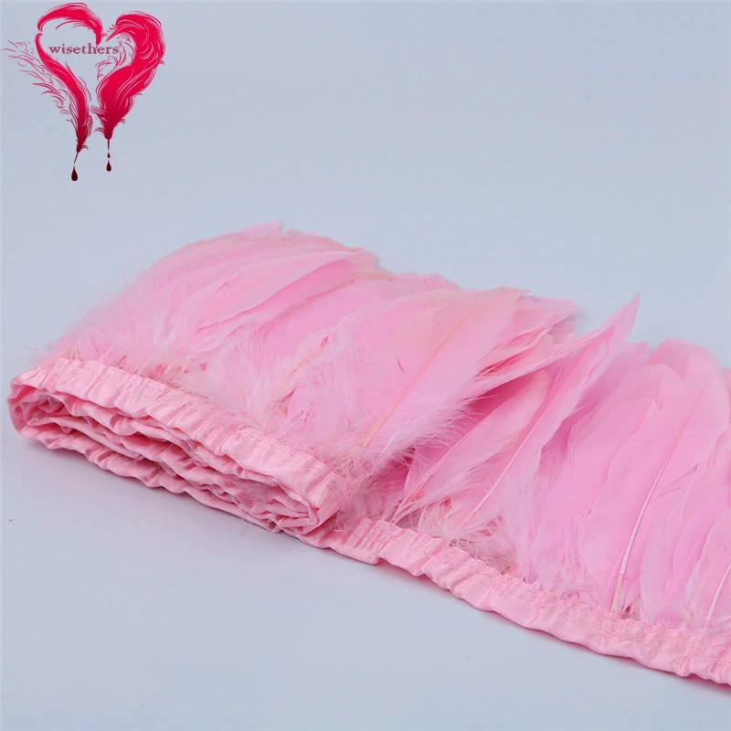 6 pink goose feather fringe 5