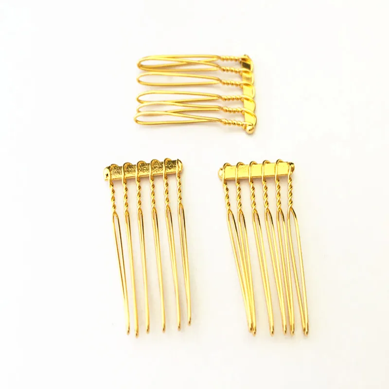 5Pcs/lot 22mmx35mm (6teeth) gold color Hair Combs accessories charm