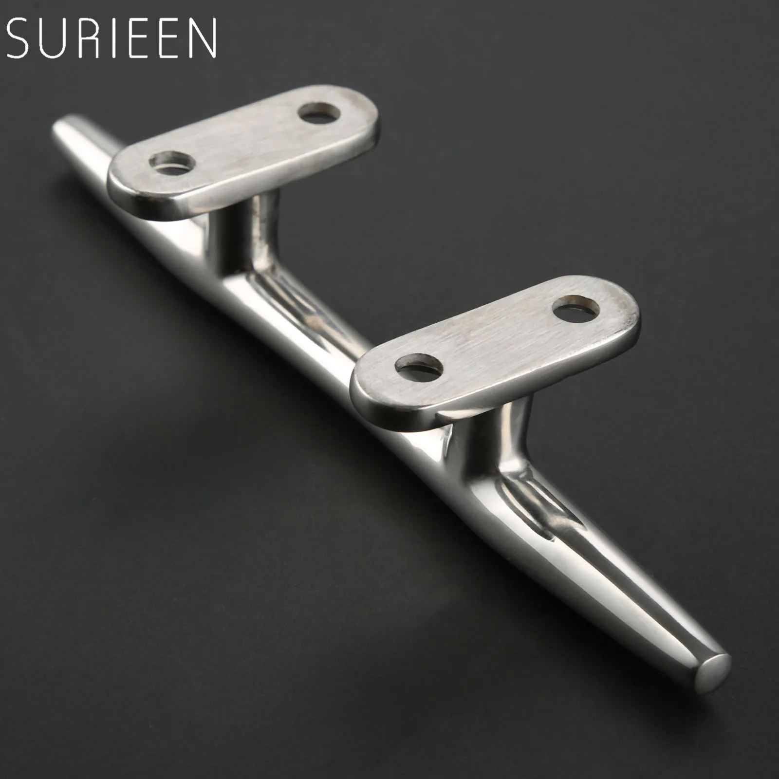 SURIEEN 1pc Boat Flat Rope Cleat 6'' 150mm Stainless Steel Marine