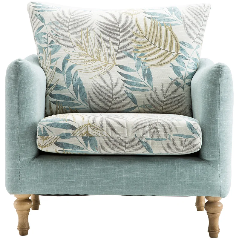 

American Single Sofa Chair Mediterranean Bedroom Living Room Leisure Sofa Nordic Fabric Sofa Removable And Washable