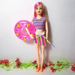 Новинка 2017 года куклы Барби и Купальники Пляж Купальник + Плавание буй Lifebelt кольцо модные игрушки куклы для детей подарок для девочек