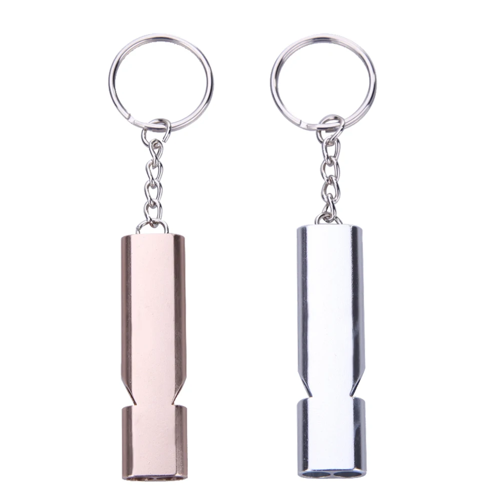 

Double-frequency Gold/Sliver Emergency Survival Whistle EDC Molle Keychain Aluminum Alloy Camping Hiking Accessory Tool