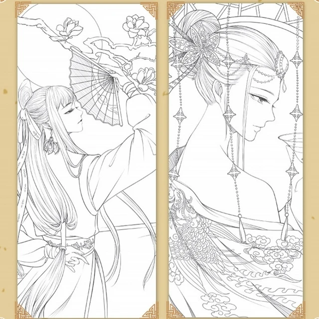 80 Pages Antistress Colouring Book High Quality Genuine Coloring Books for Adult Chinese Ancient Style Painting Drawing Art Book
