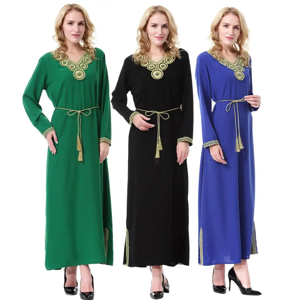 

2019 Muslim Women caftan dress turkey arab dubai malay islamic clothing linen ladies maxi abaya dress full sleeve plus size 3XL