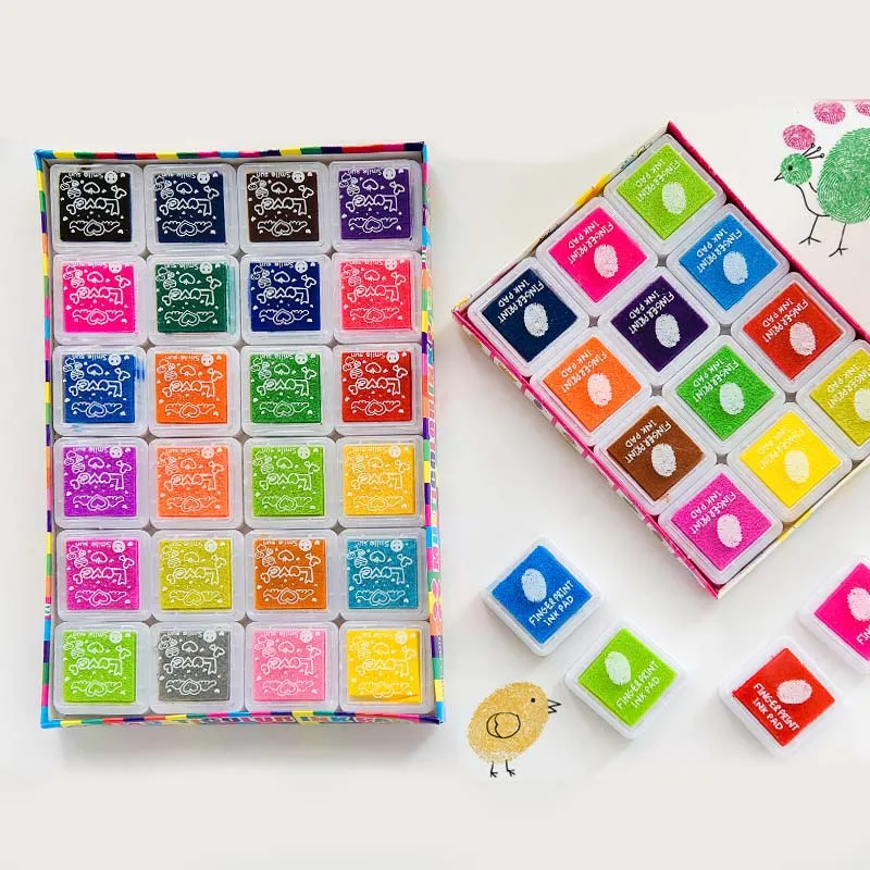 

12/20/24 Colors Cute Inkpad Cartoon Stamp Craft Oil Based DIY Ink Pads for Rubber Stamps Scrapbook Decor Fingerprint Kids Toy